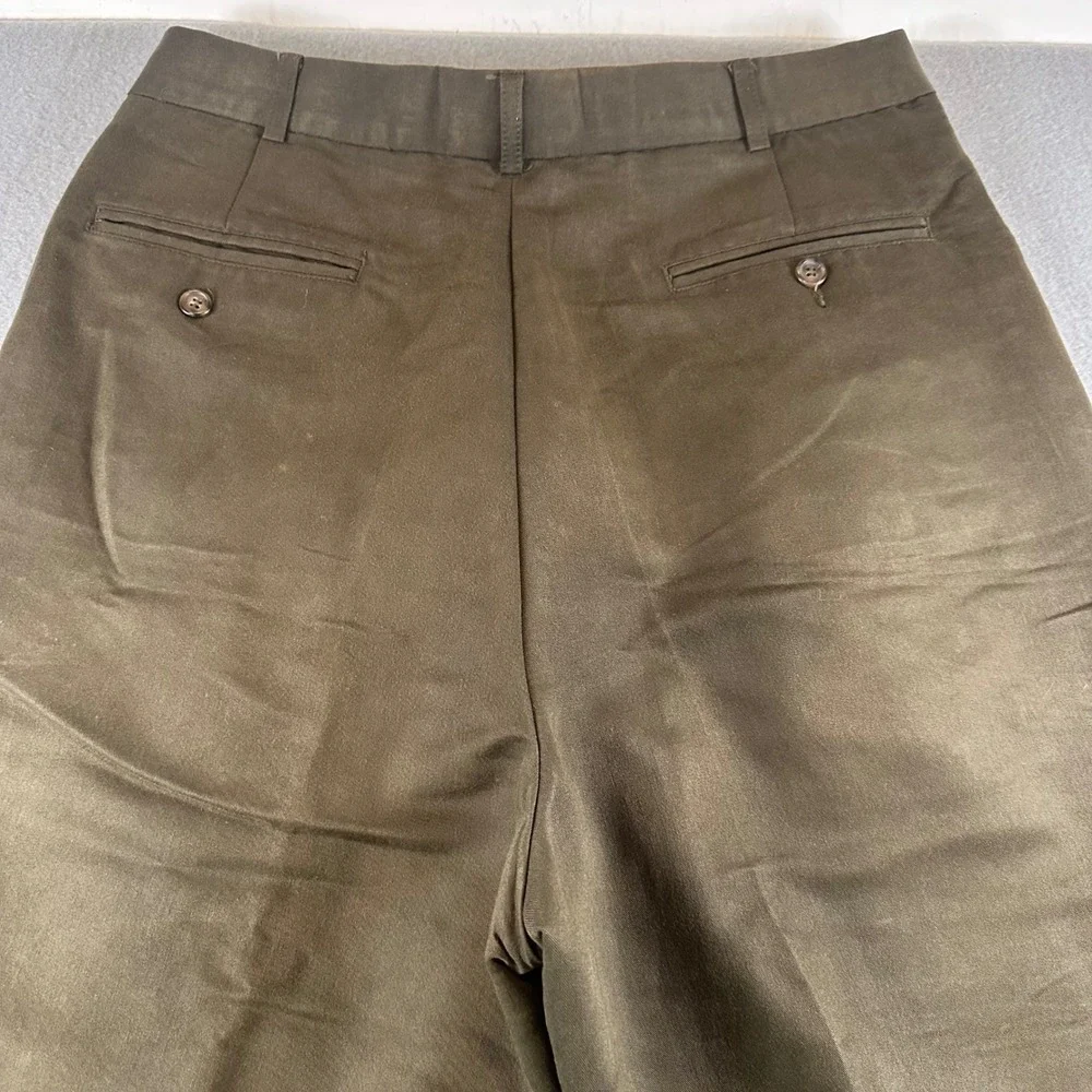 J. Ferrar Men Pleated Dress Pants Olive Brown Cuffed Straight Leg Trousers 30x32